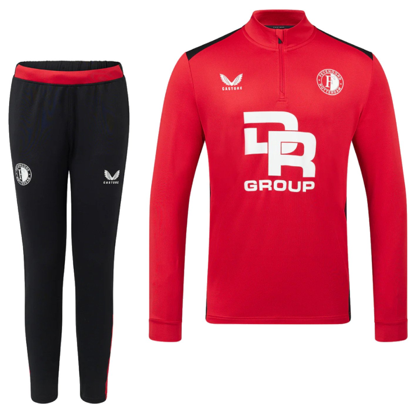 Castore Feyenoord Trainingspak 1/4-Zip 2023-2024 Rood Zwart