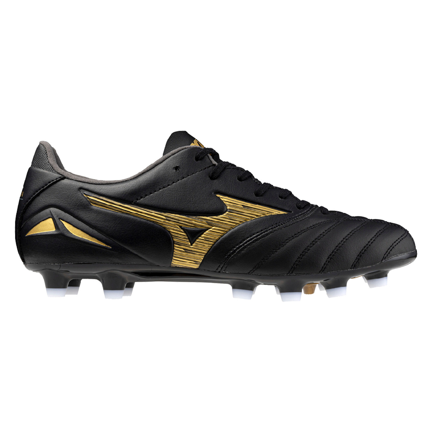 Mizuno Morelia Neo IV Pro Gras Voetbalschoenen (FG) Zwart Goud