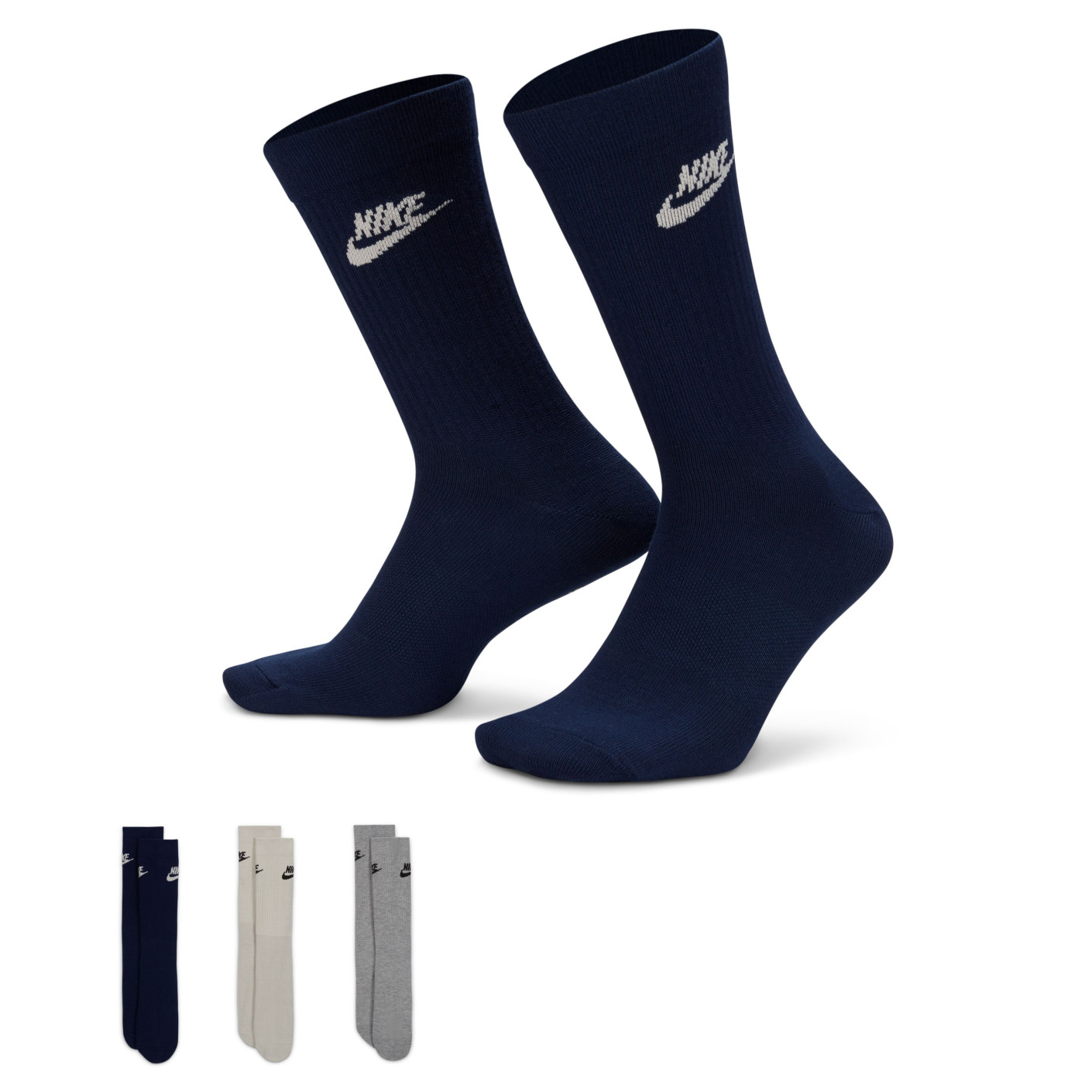 Nike NSW Chaussettes de Sport Lot 3-Pack Noir Gris Beige