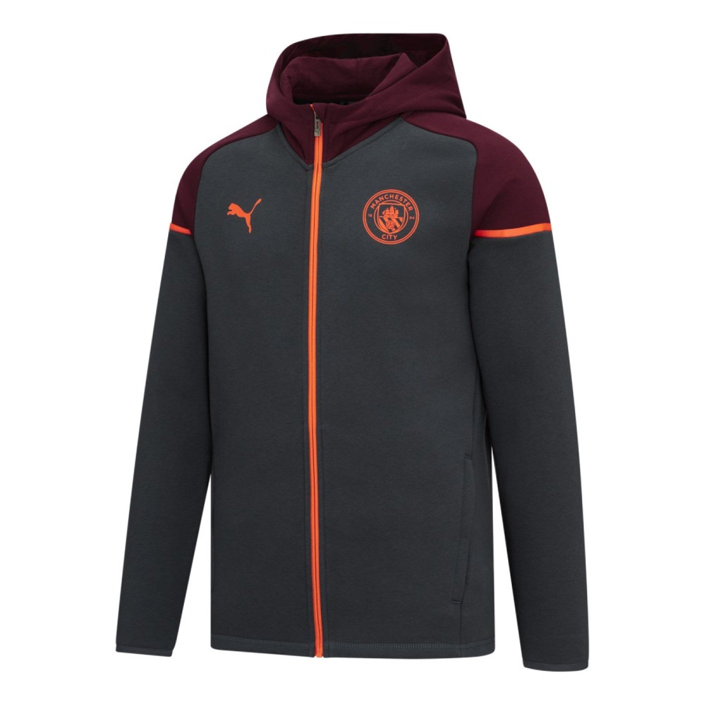 PUMA Manchester City Casual Veste 2023-2024 Enfants Gris Foncé Rouge Orange