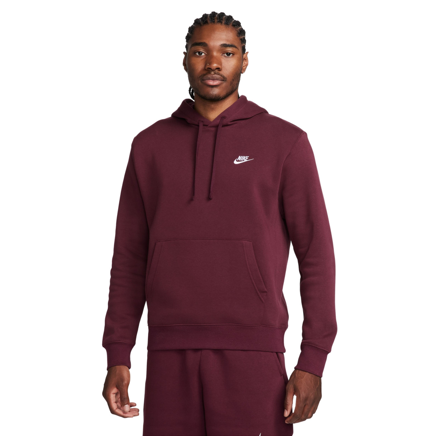 Sweat a capuche en polaire Nike Sportswear Club bordeaux et blanc Voetbalshop.be