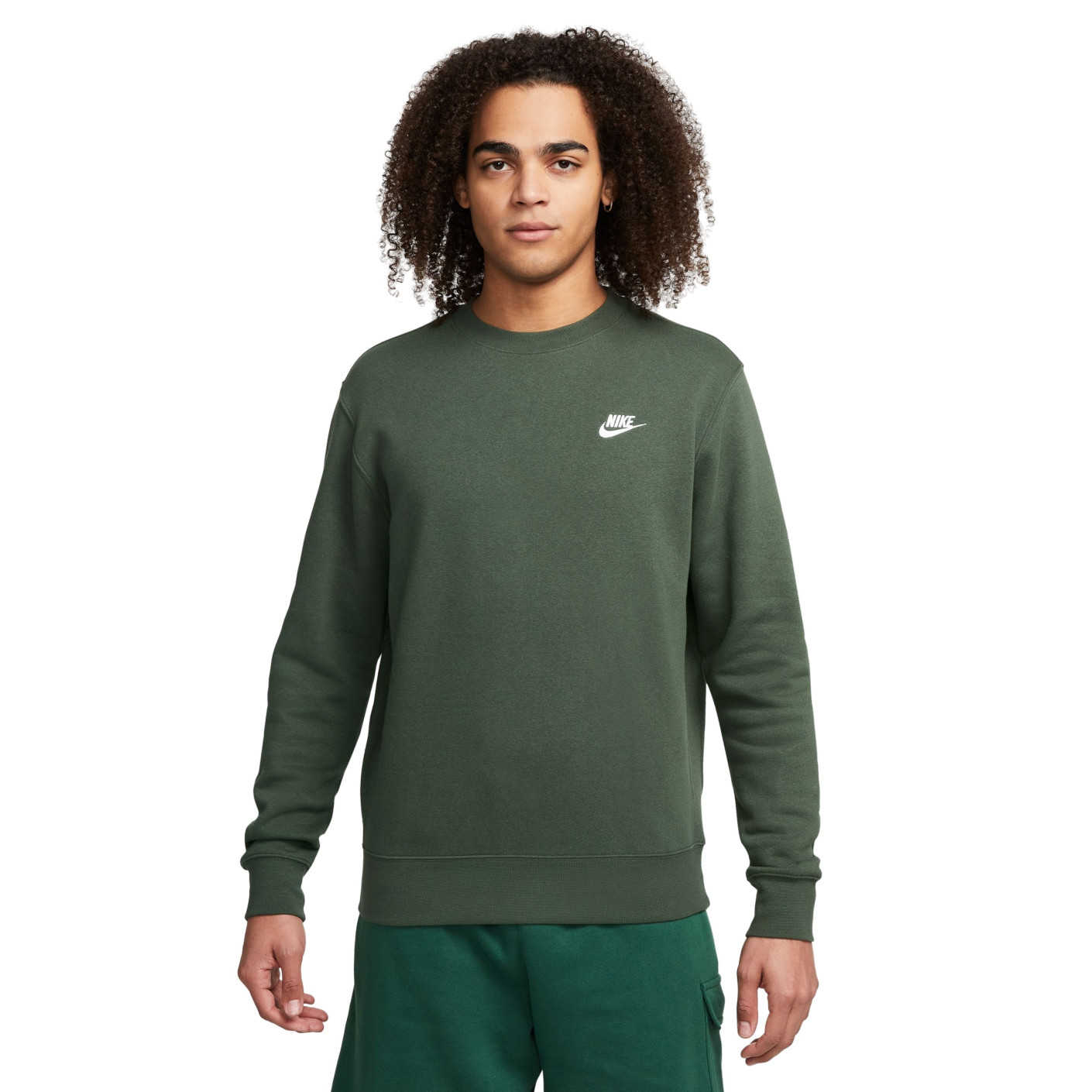 Nike Sportswear Club Fleece Crew Sweater Groen Wit Voetbalshop.be