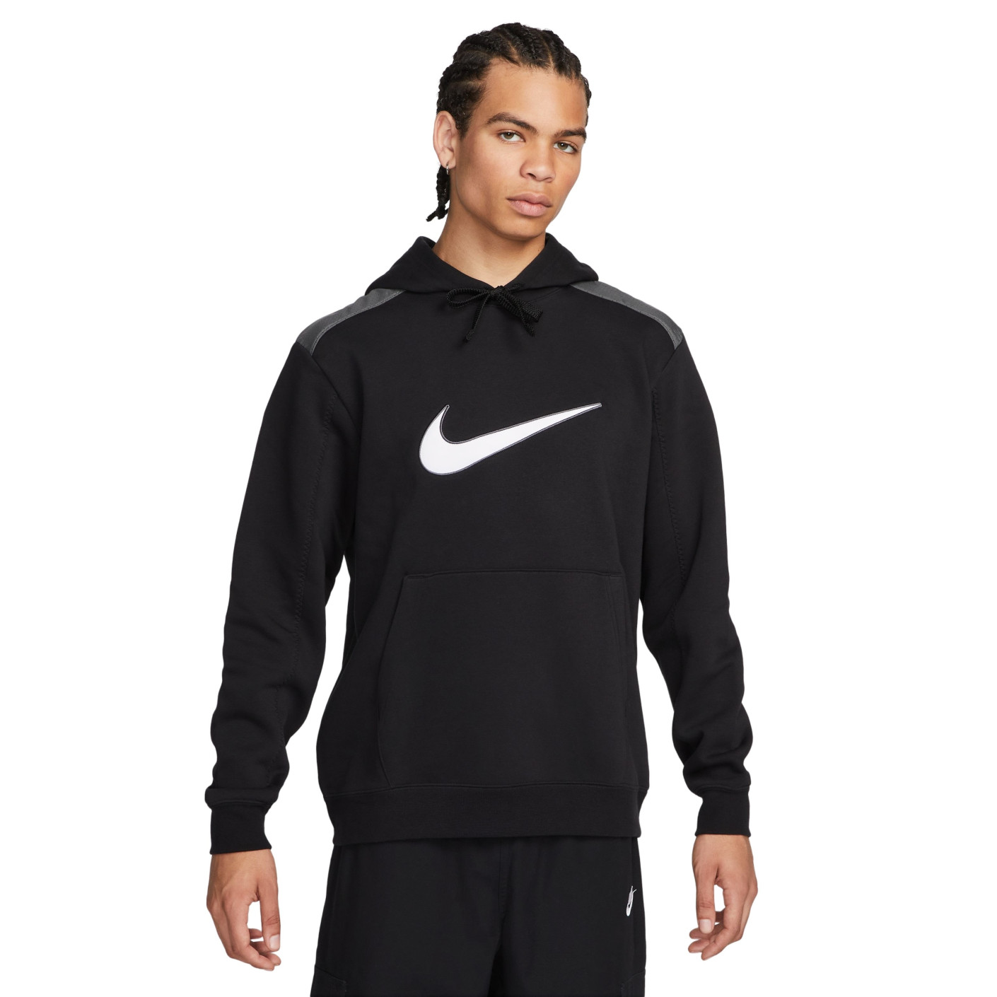 Nike Sportswear Fleece Hoodie Zwart Wit Grijs