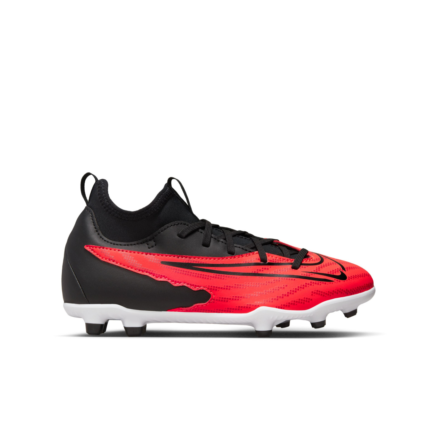 Nike Phantom GX Club Dynamic Fit Gras / Kunstgras Voetbalschoenen (MG) Kids Zwart Felrood Wit