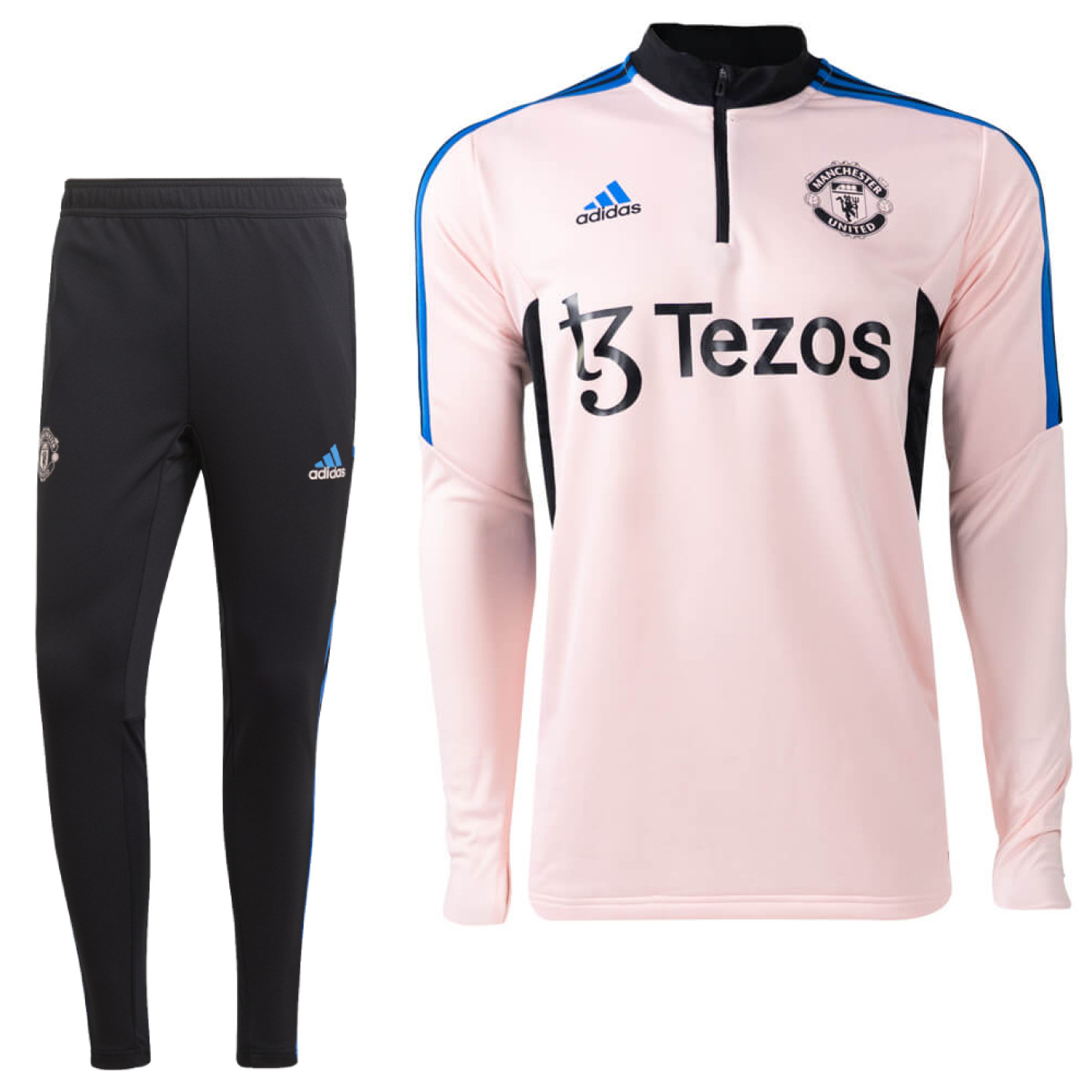 adidas Manchester United Survêtement 2022-2023 Rose Clair Noir Bleu