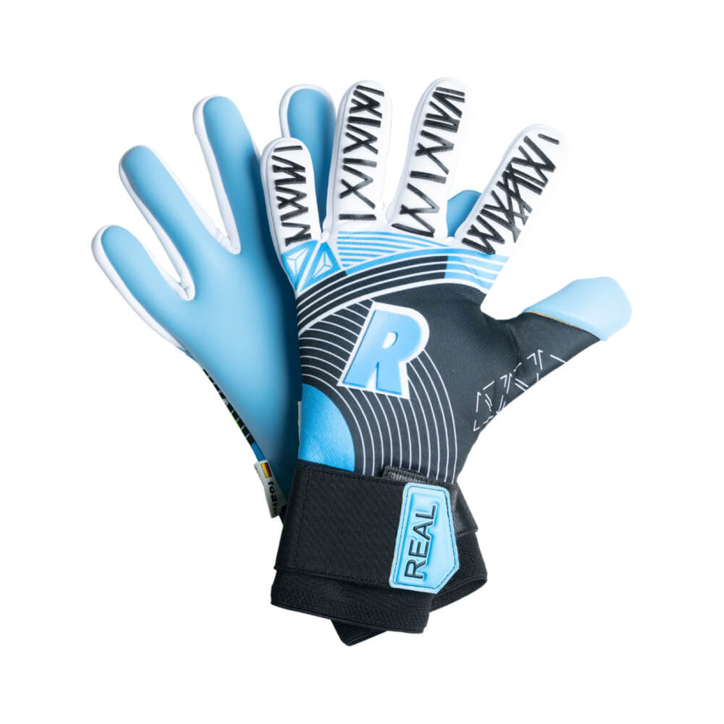 REAL 450 Pro Aqua Gants de Gardien de But Bleu Foncé Bleu Clair Blanc