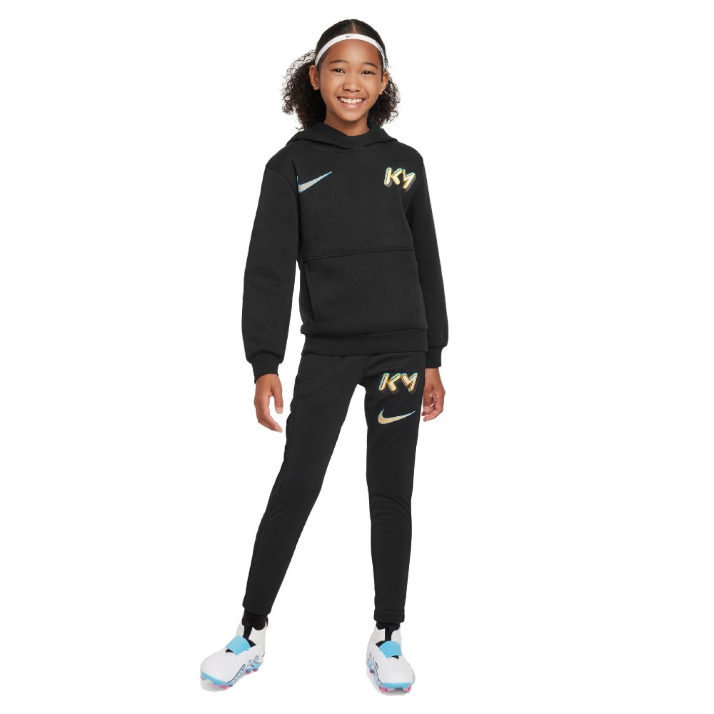 Nike Mbappe Survetement a Capuche Enfants Noir Bleu Clair Jaune Orange Voetbalshop.be