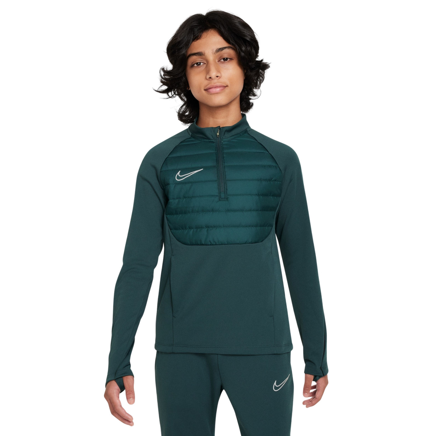 Nike Academy Trainingstrui 1/4-Zip Winter Warrior Kids Donkergroen Wit