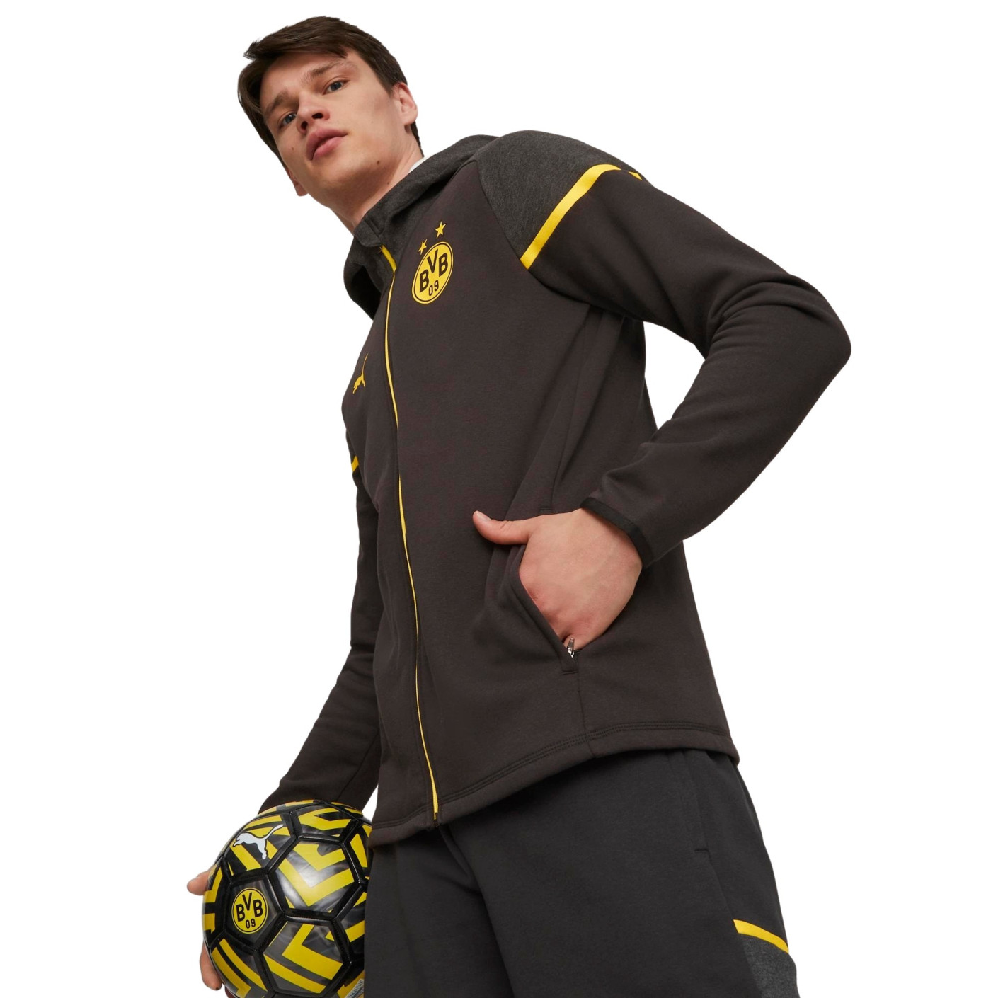 PUMA Borussia Dortmund Casual Veste 2023 2024 Noir Jaune