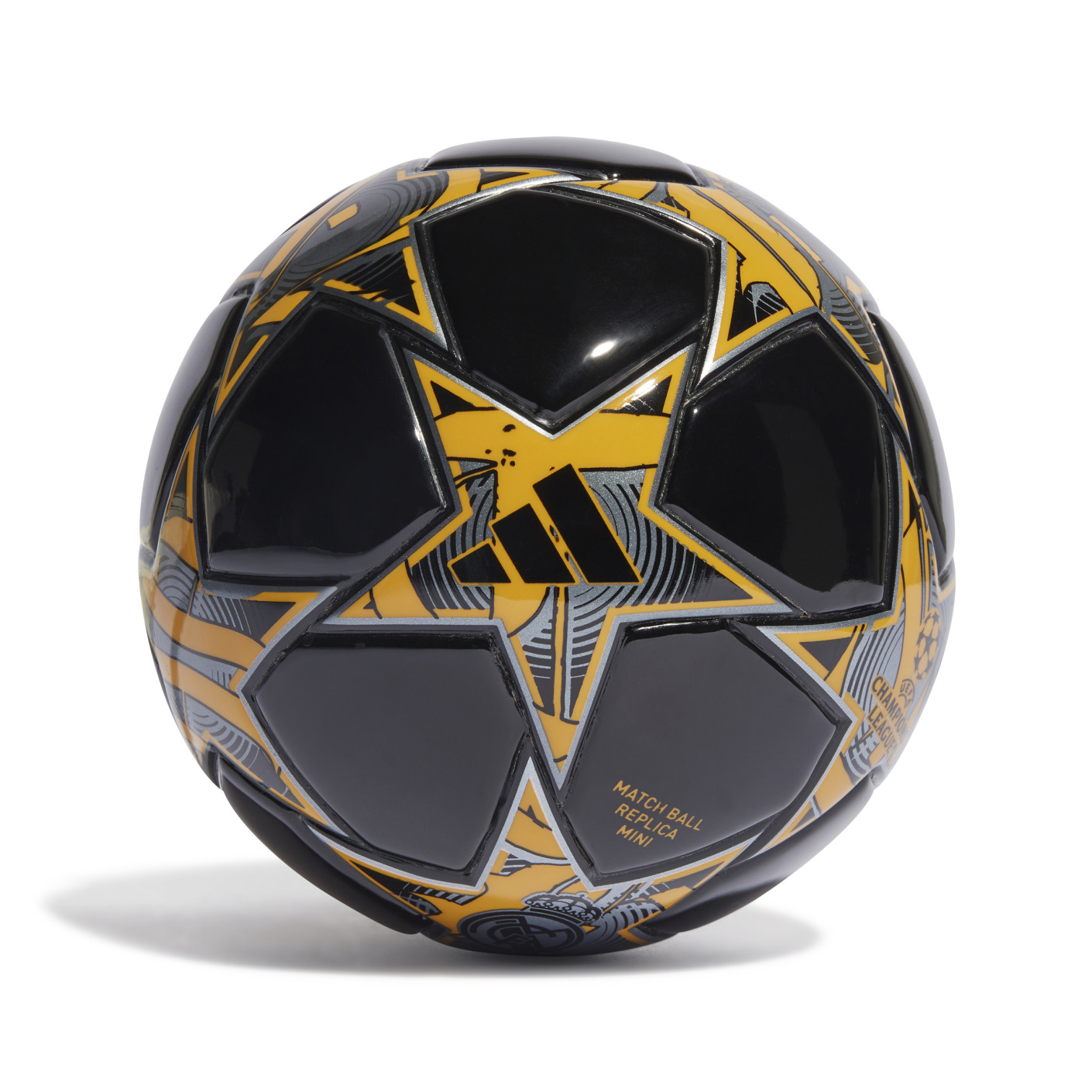 adidas Real Madrid Champions League Mini Ballon de Foot Taille 1 2023-2024  Noir Jaune Gris 