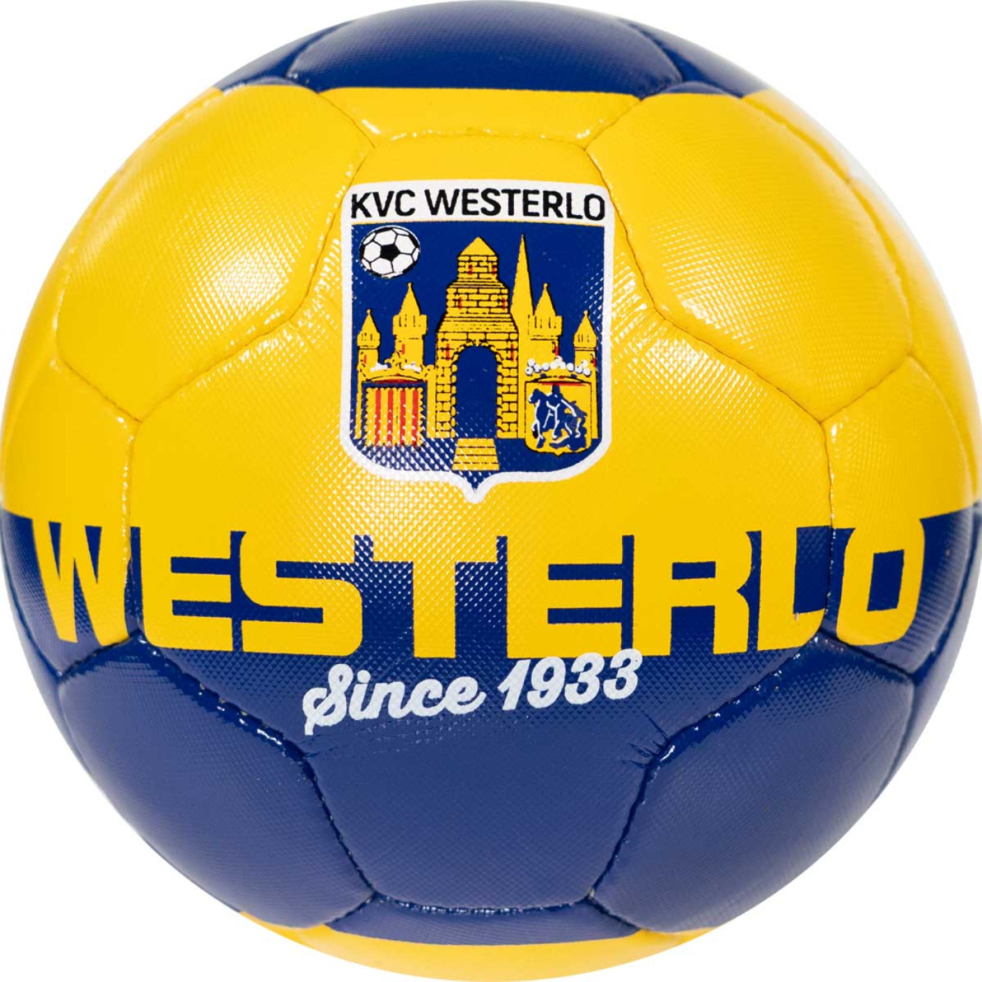 Ballon de football KVC Westerlo taille 5 jaune bleu