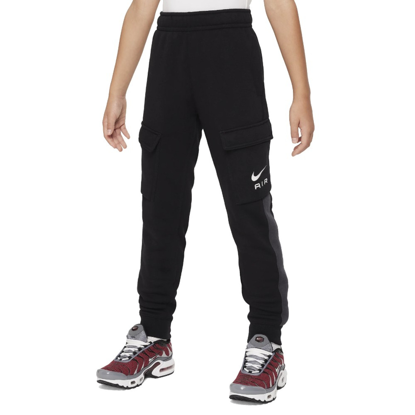 Nike Sportswear Air Fleece Joggingbroek Cargo Kids Zwart Donkergrijs Wit