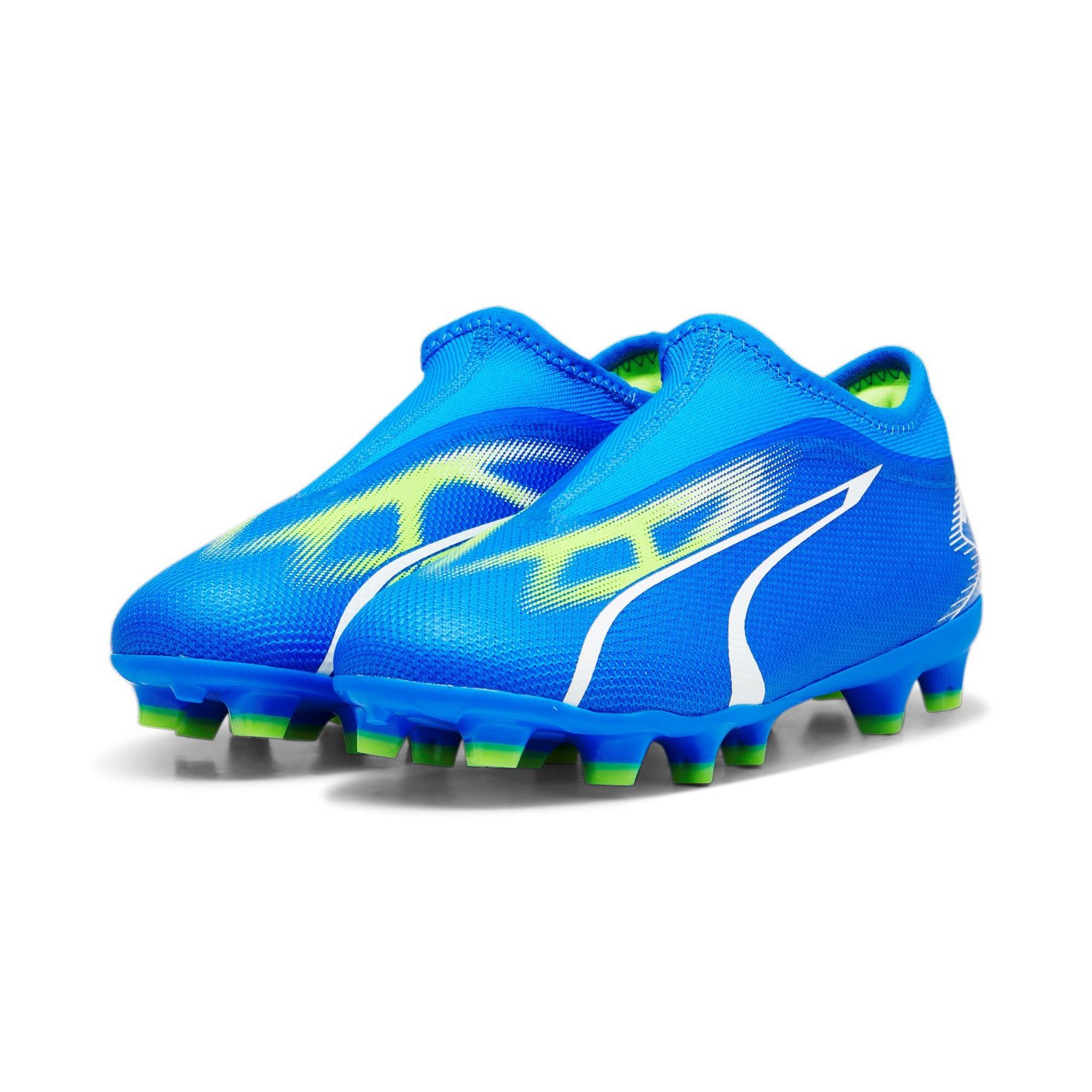 PUMA Ultra Match Veterloze Gras / Kunstgras Voetbalschoenen (MG) Kids Blauw Wit Felgroen