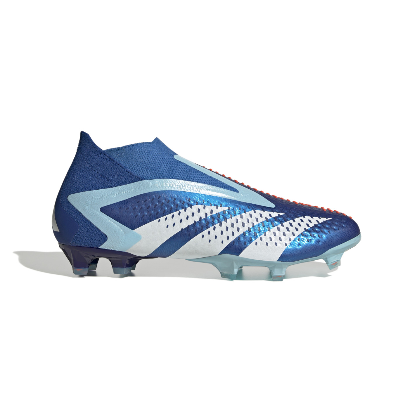 adidas Predator Accuracy+ Sans Lacets Gazon Naturel Chaussures de Foot (FG) Bleu Bleu Clair Blanc