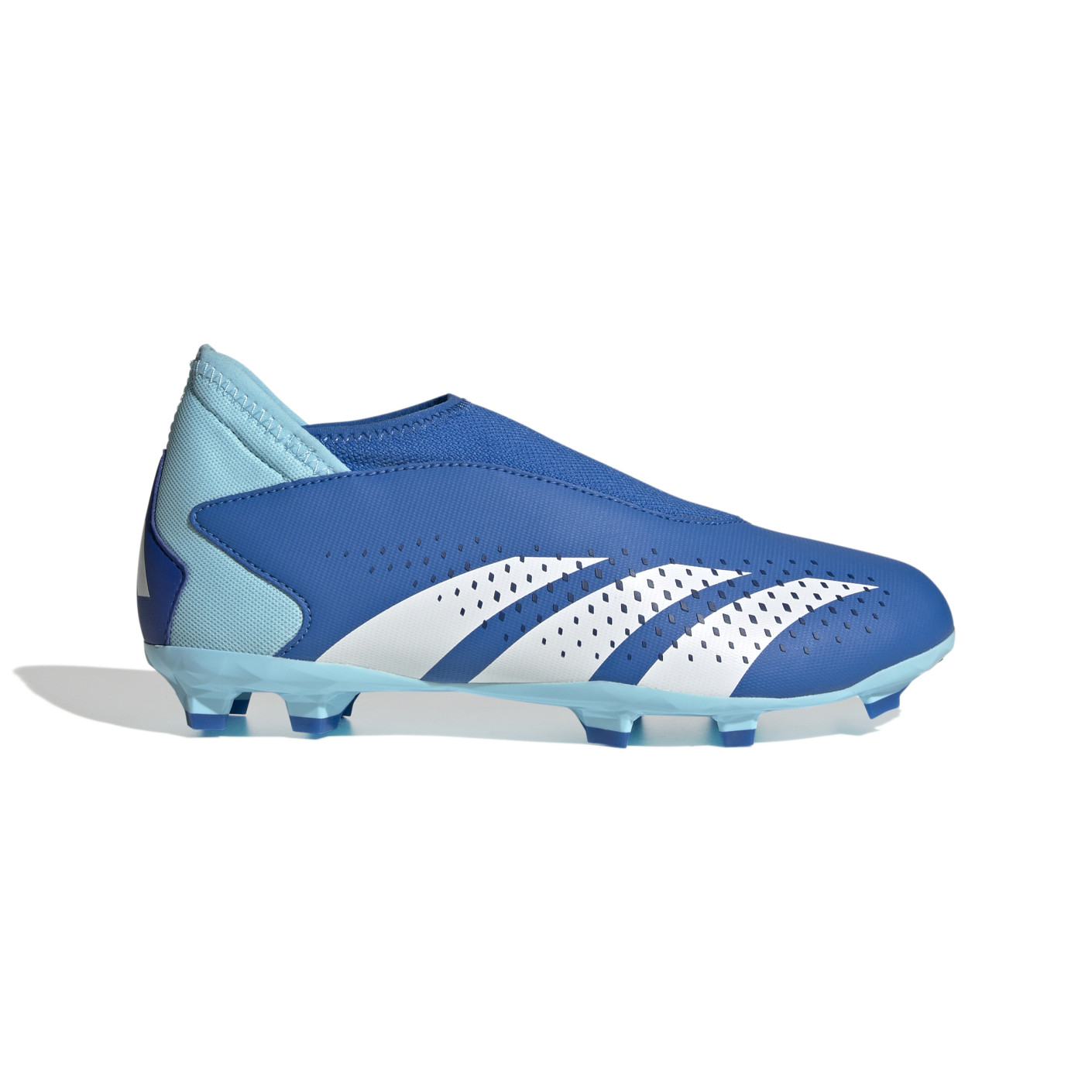 adidas Predator Accuracy.3 Sans Lacets Gazon Naturel Chaussures de Foot (FG) Enfants Bleu Bleu Clair Blanc