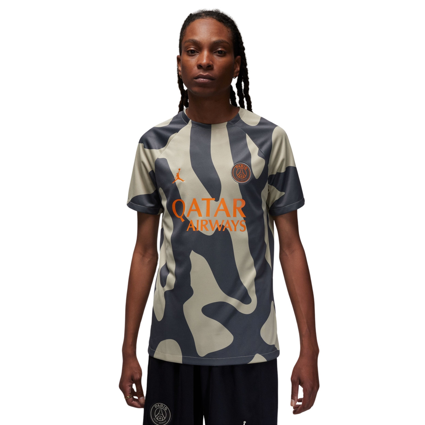 Nike Paris Saint Germain X Jordan Pre Match Maillot d Entrainement 2023 2024 Beige Gris Orange Voetbalshop.be