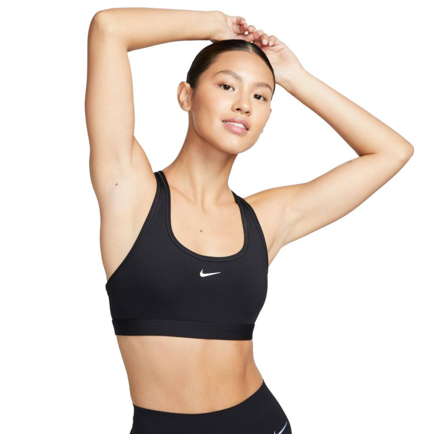 Nike Sportbeha Light Support Swoosh Zwart Wit