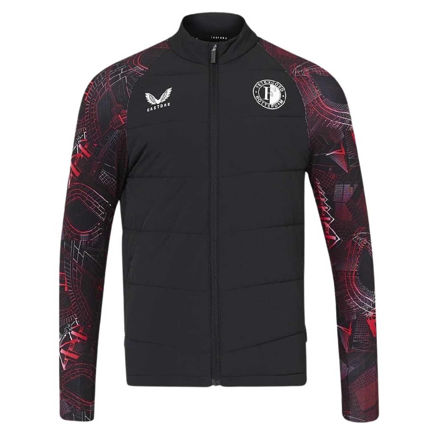 Castore Feyenoord Hybrid Pre Match Trainingspak 2023 2024 Zwart Rood Voetbalshop.be