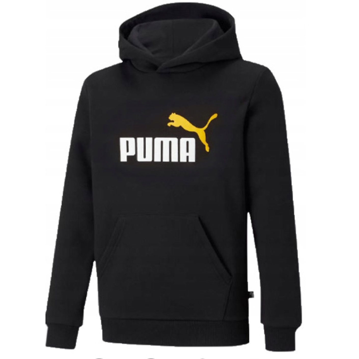 PUMA Essentials+ 2 College Big Logo Fleece Hoodie Kids Zwart Wit Geel