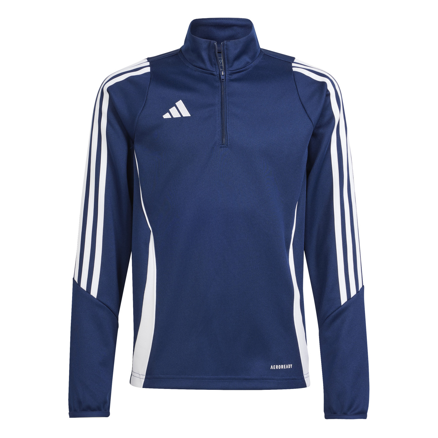 Haut d'entraînement adidas Tiro 24 1/4-Zip pour enfants bleu foncé et blanc