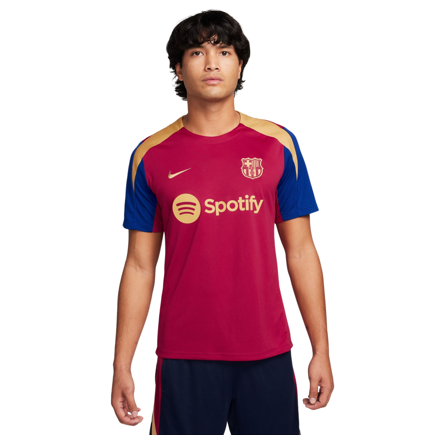 Nike FC Barcelone Strike Maillot d'Entraînement 2023-2024 Bordeaux Bleu Foncé Doré