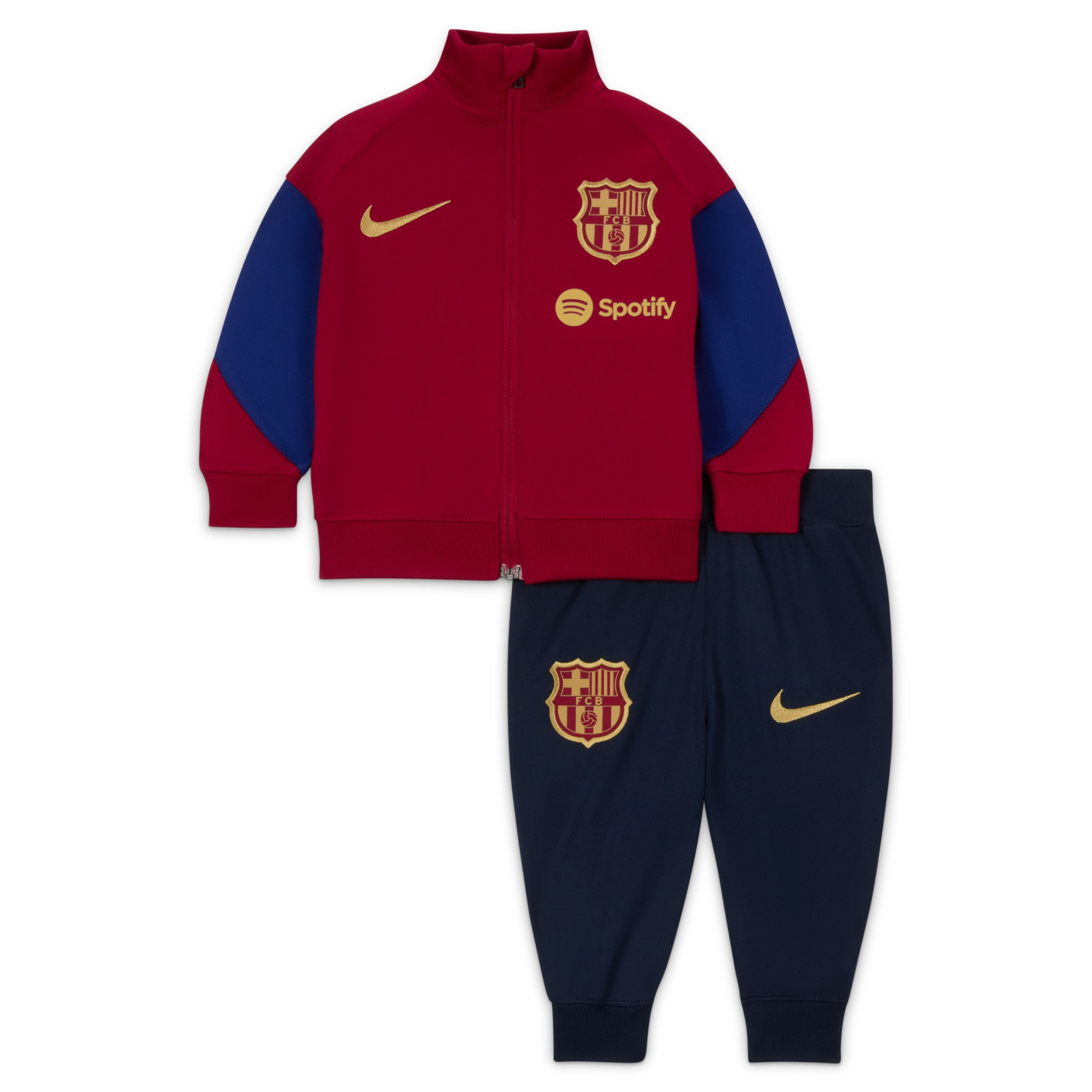 Nike FC Barcelone Strike Survêtement à Capuche Full-Zip 2023-2024 Bébé Bordeaux Bleu Foncé Doré