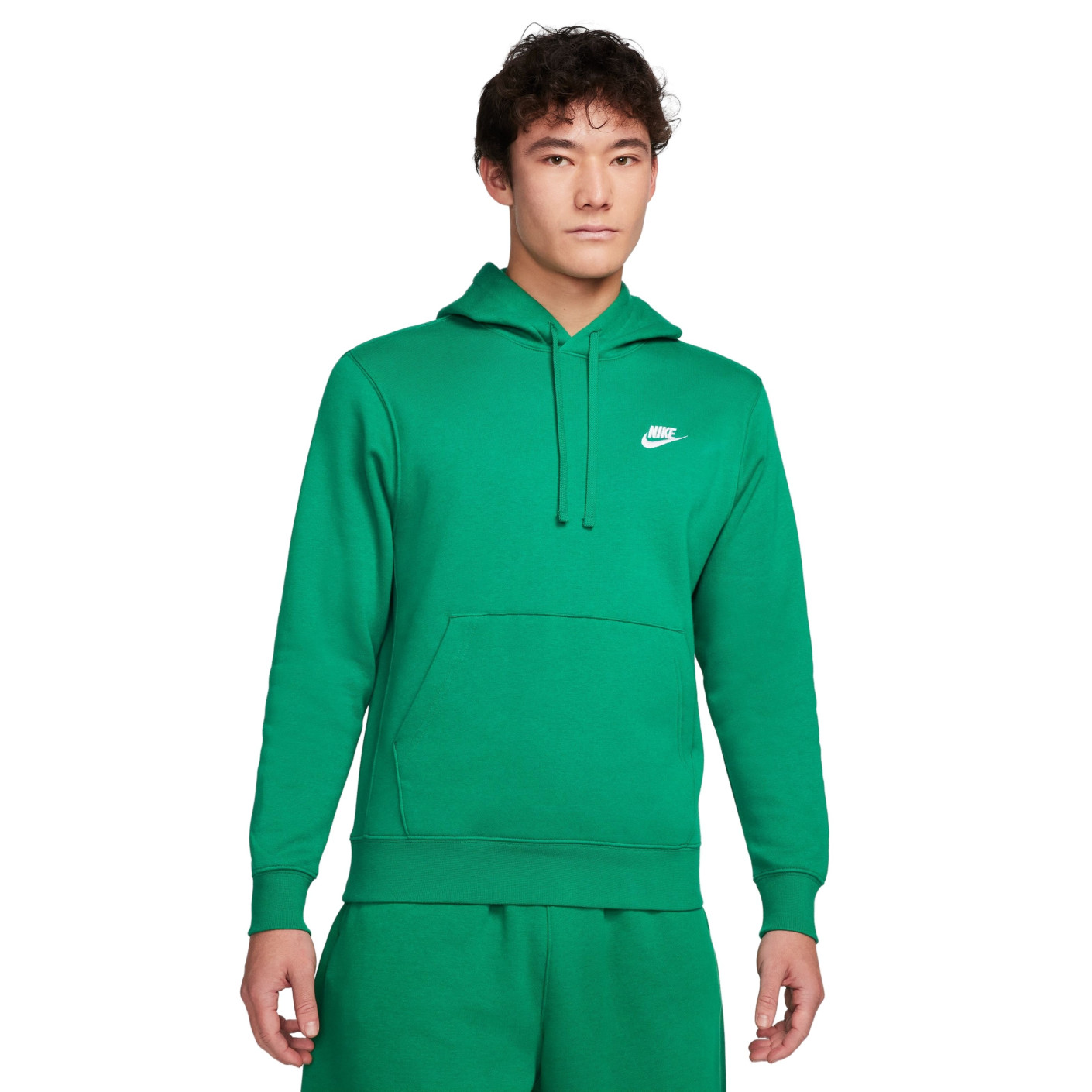 Sweat à capuche polaire Nike Sportswear Club vert blanc