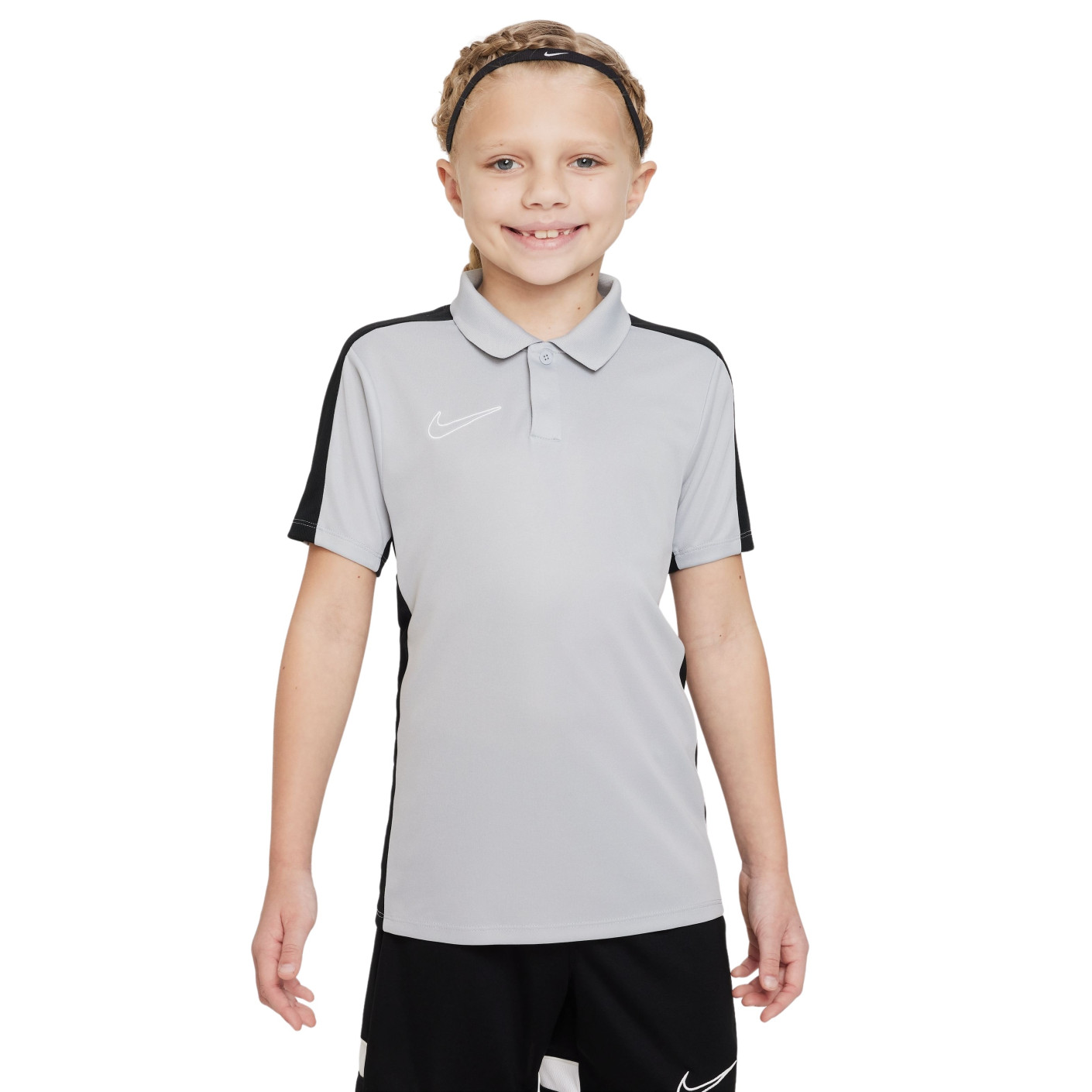 Nike Dri-FIT Academy 23 Polo Enfants Gris Noir Blanc