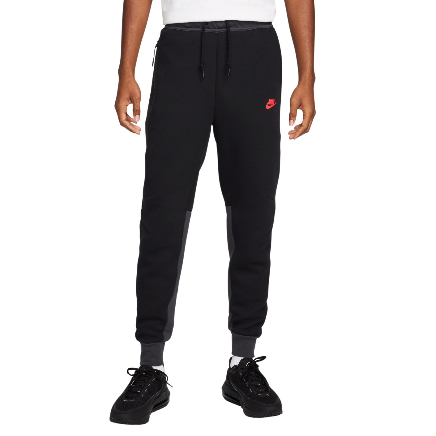 Nike Tech Fleece Sportswear Pantalon de Jogging Noir Gris Rouge Vif