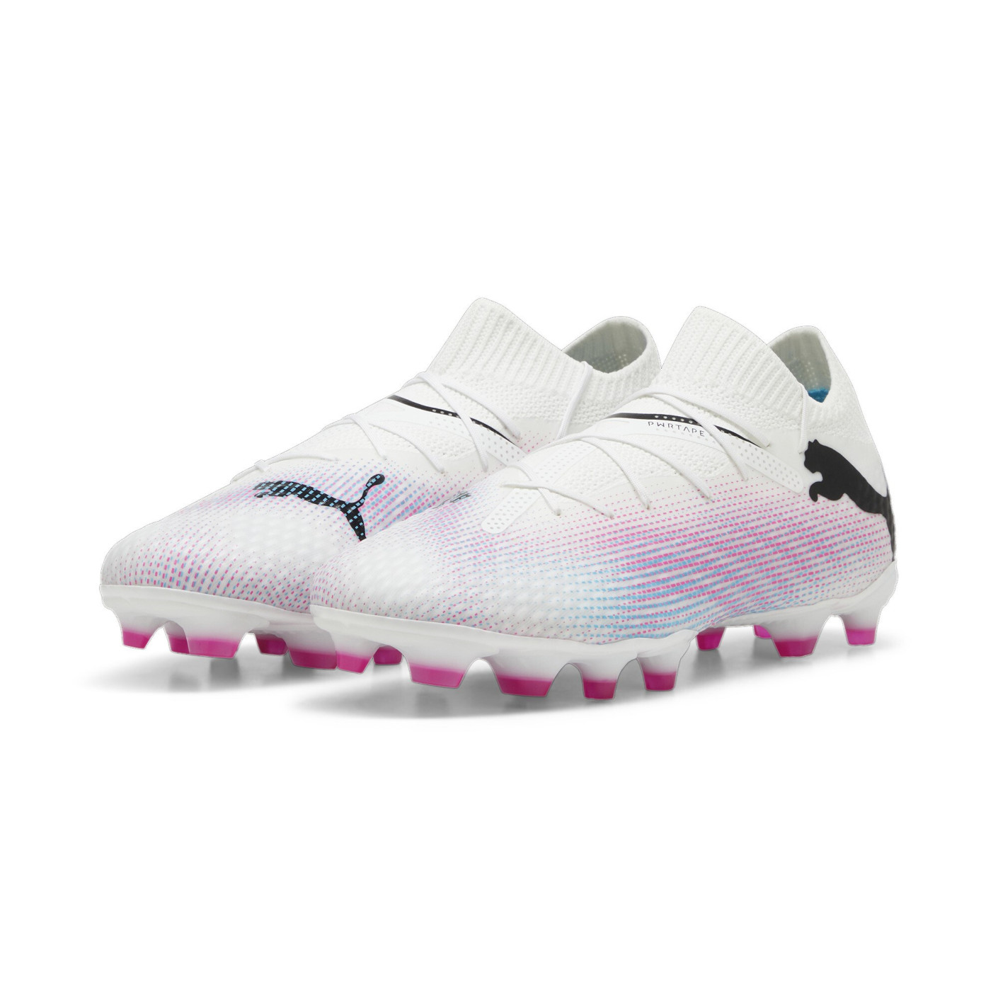 PUMA Future 7 Pro Gazon Naturel Gazon Artificiel Chaussures de Foot (MG) Blanc Rose Noir