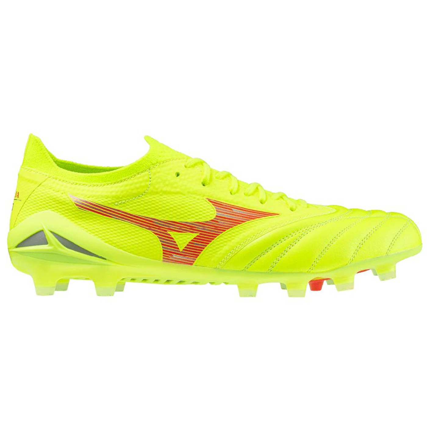 Mizuno Morelia Neo IV Beta Elite Gazon Naturel Chaussures de Foot (FG) Jaune Vif Rouge