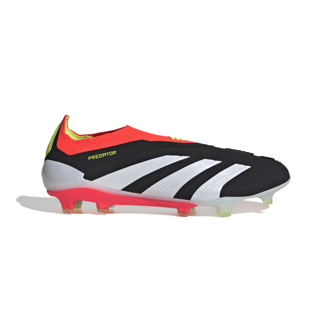 adidas Predator Elite Sans Lacets Gazon Naturel Chaussures de Foot (FG) Noir Blanc Rouge Vif