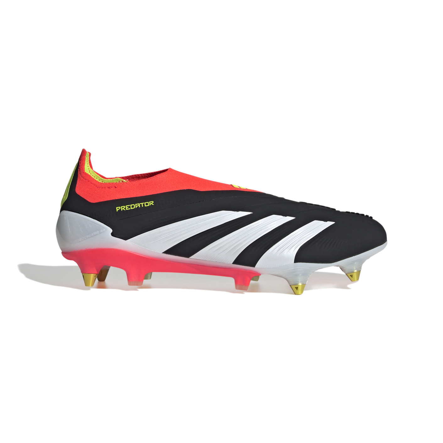 adidas Predator Elite Sans Lacets Crampons Vissés Chaussures de Foot (SG) Noir Blanc Rouge Vif