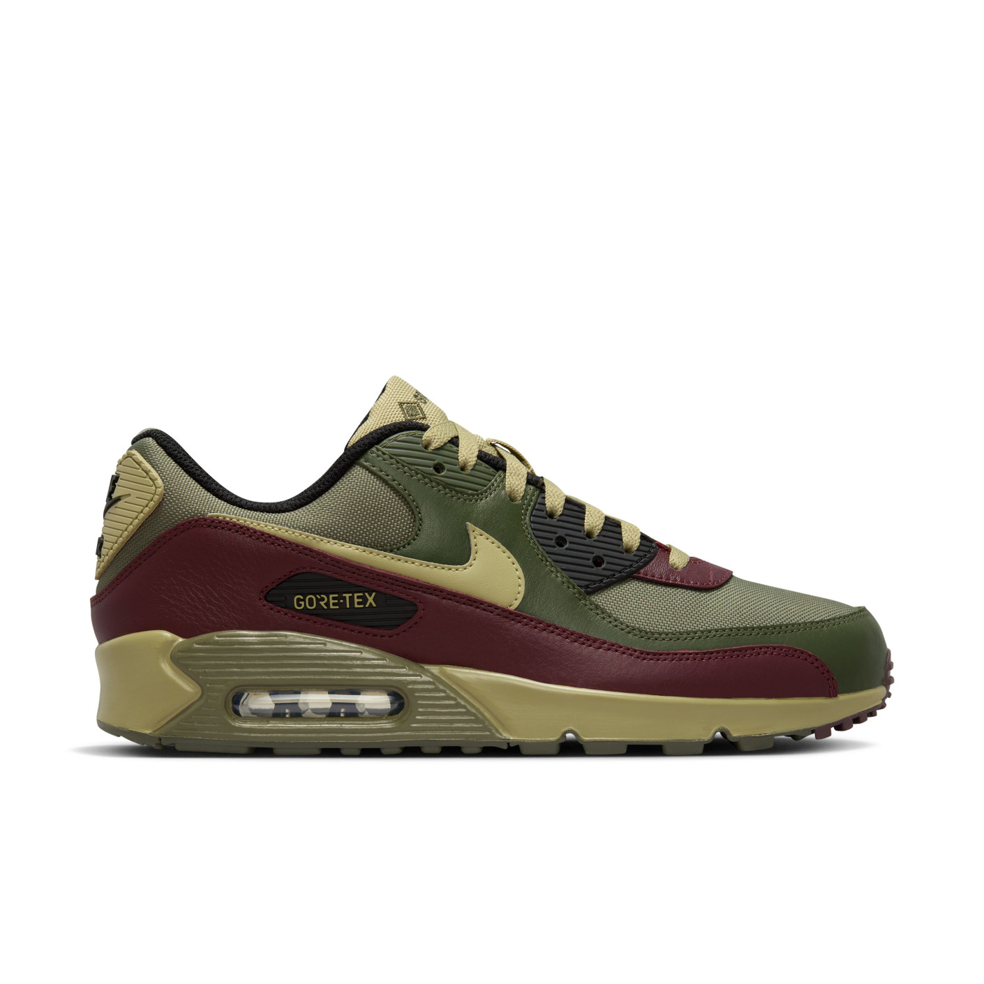Nike Air Max 90 Sneakers GORE TEX Groen Bordeauxrood Olijfgroen Voetbalshop.be