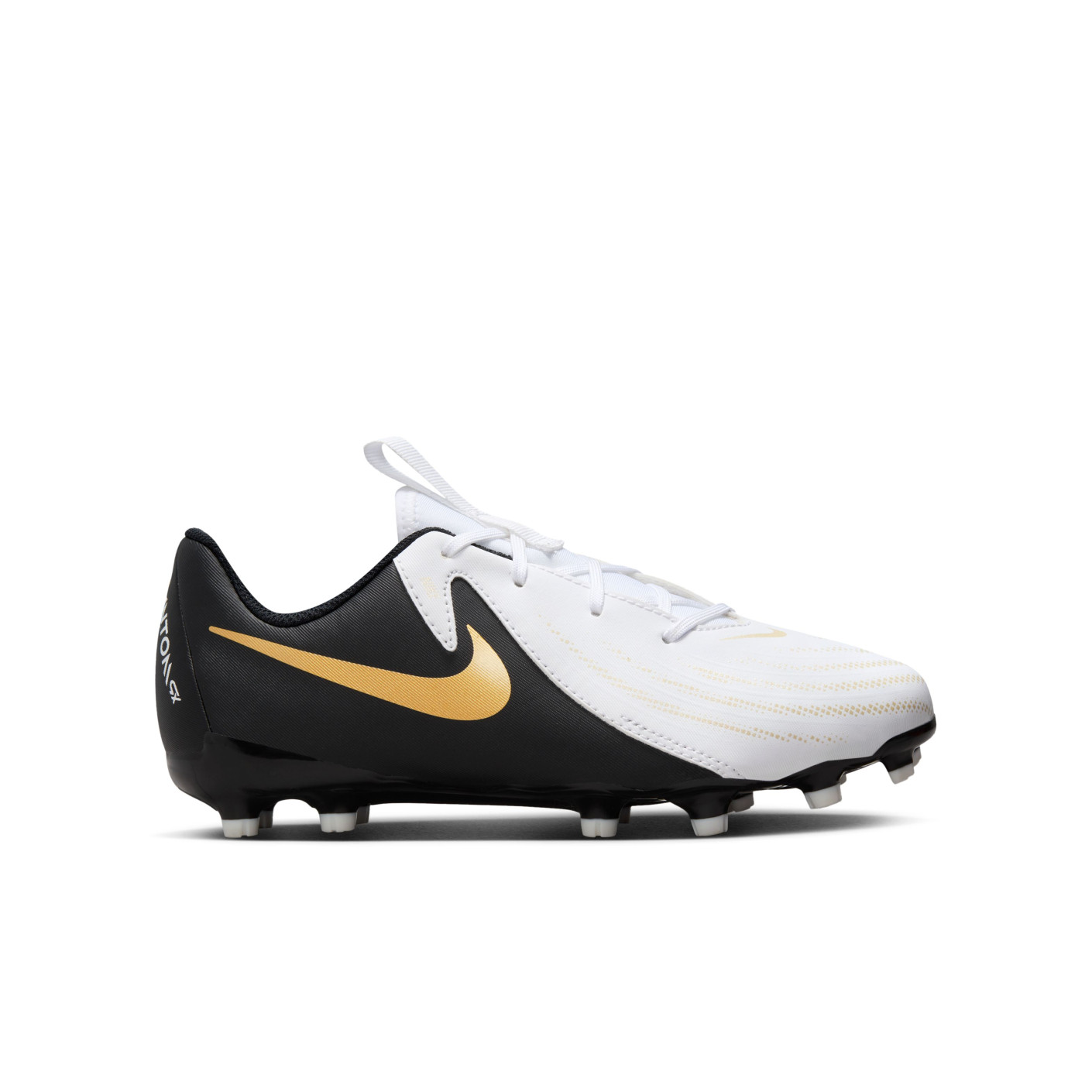 Nike Phantom GX II Academy Gazon Naturel Gazon Artificiel (MG) Enfants Noir Blanc Cassé Doré