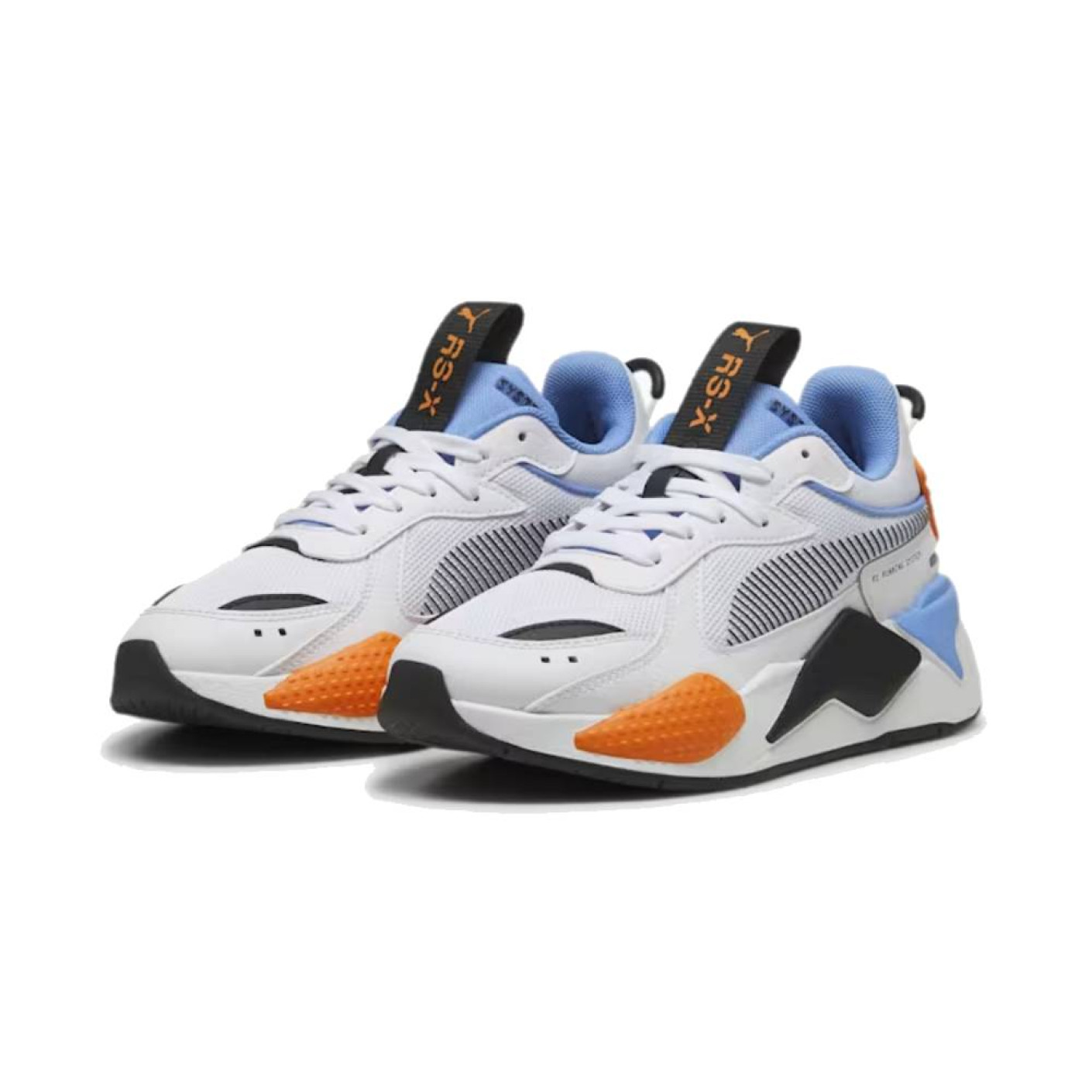 PUMA RS-X Baskets Enfants Blanc Bleu Clair Noir Orange