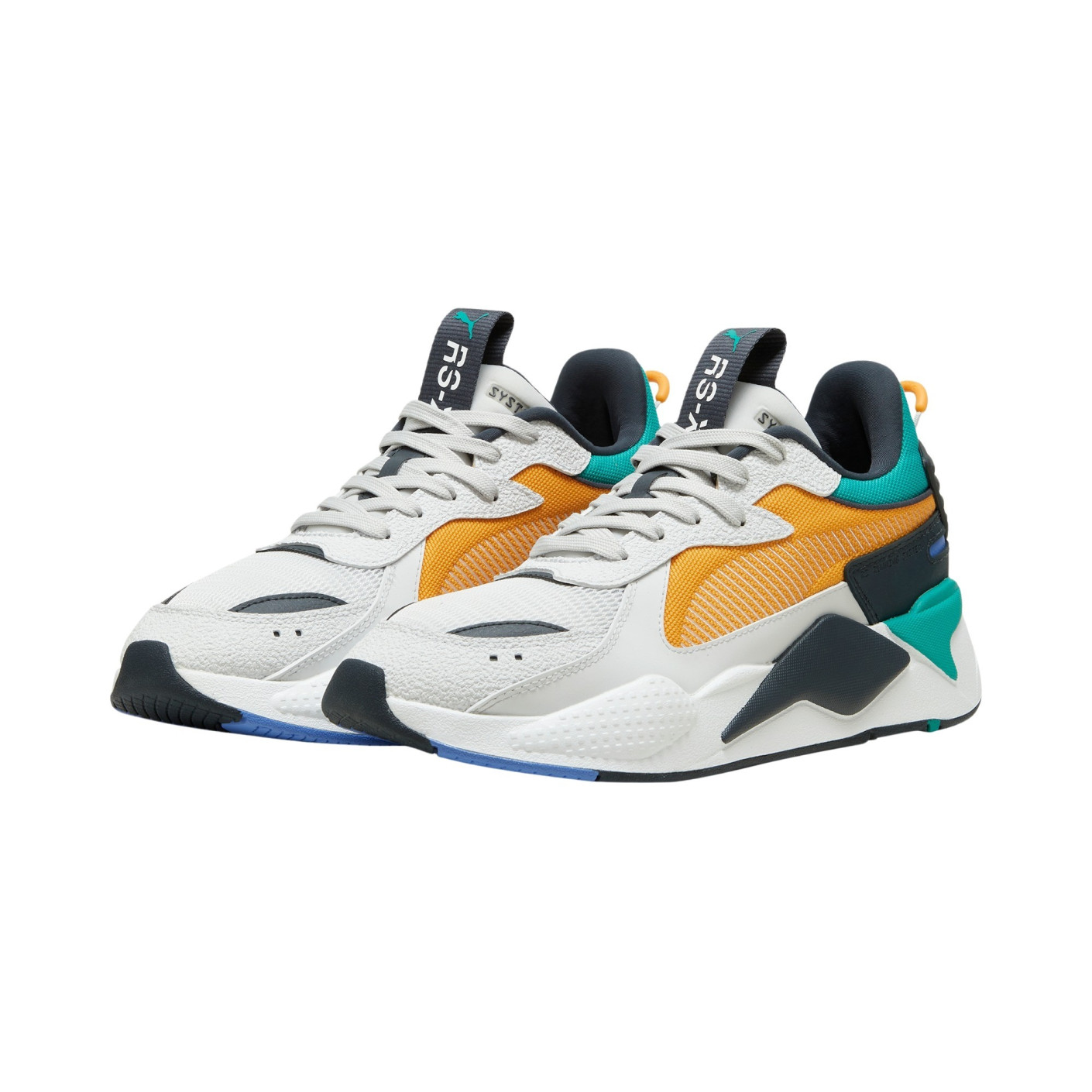 PUMA RS-X Hard Drive Baskets Gris Clair Orange Turquoise Blanc Gris Foncé Bleu