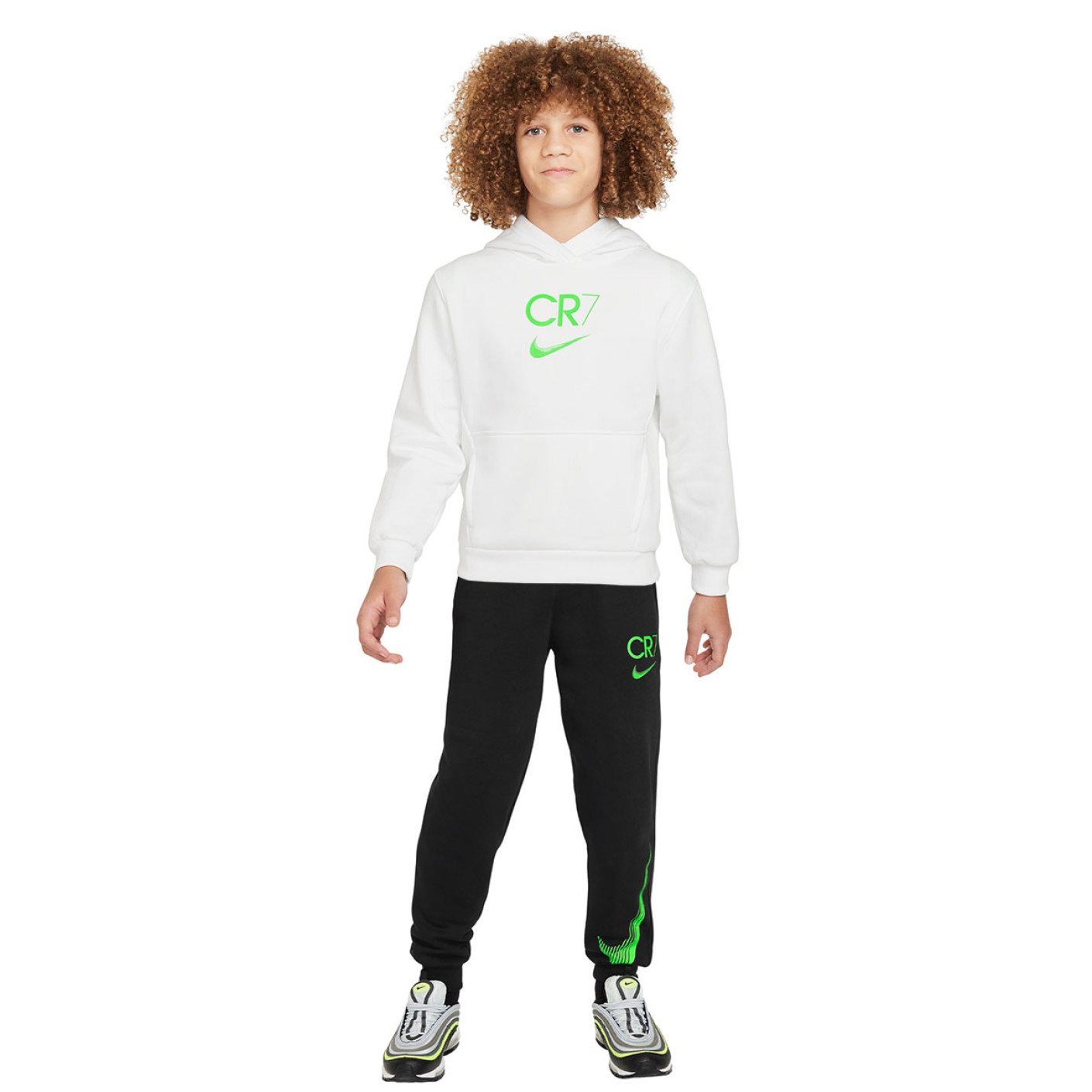 Nike CR7 Club Fleece Survêtement Sweat à Capuche Enfants Blanc Noir Vert Vif