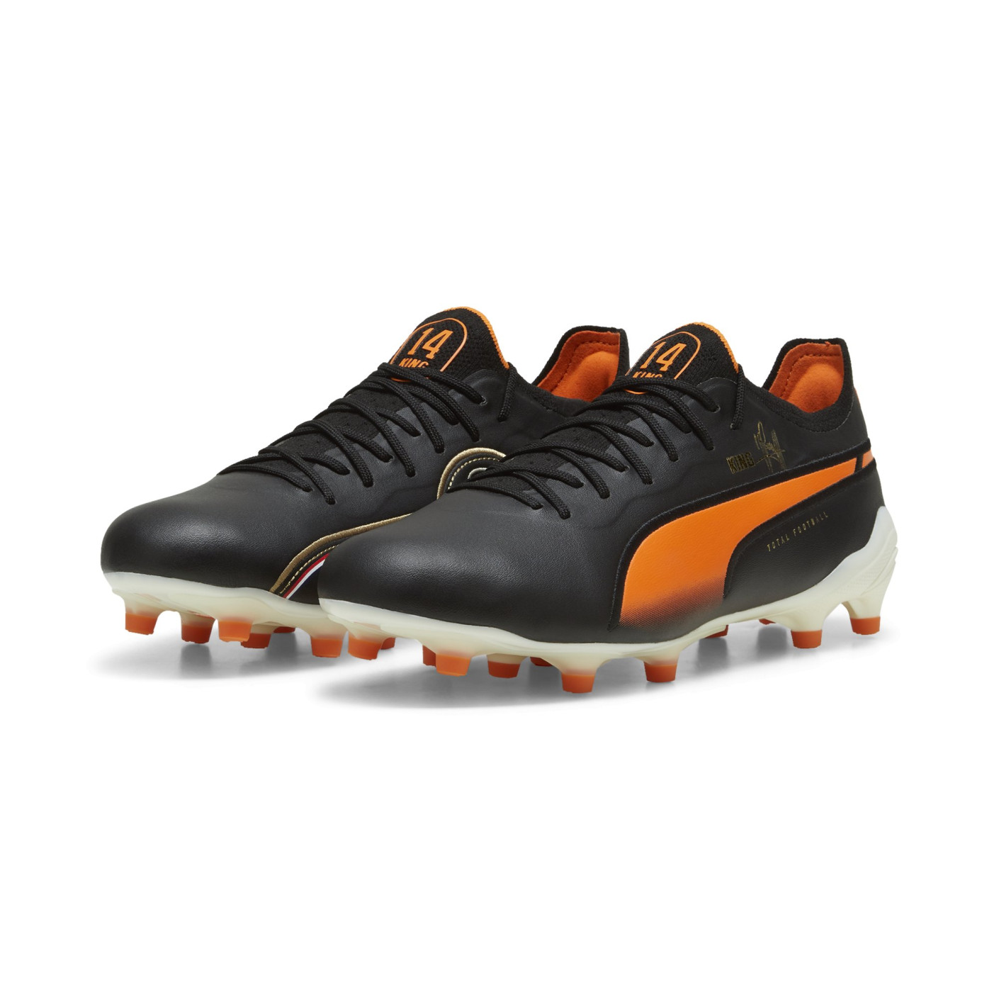 PUMA King Ultimate Cruyff Gras Kunstgras Voetbalschoenen MG Zwart Oranje Voetbalshop.be
