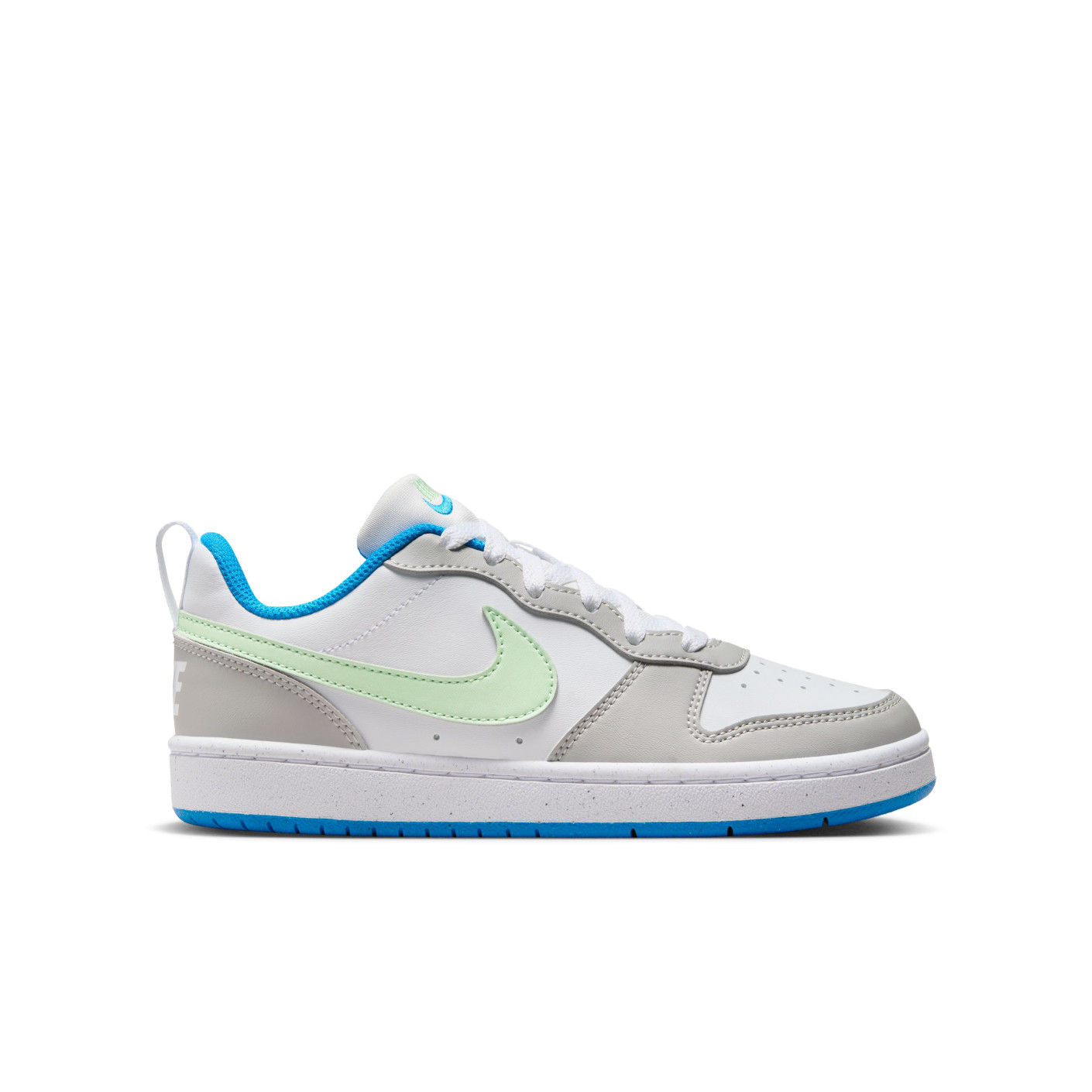 Baskets Nike Court Borough Low Recraft pour enfant, blanc, gris, vert, bleu