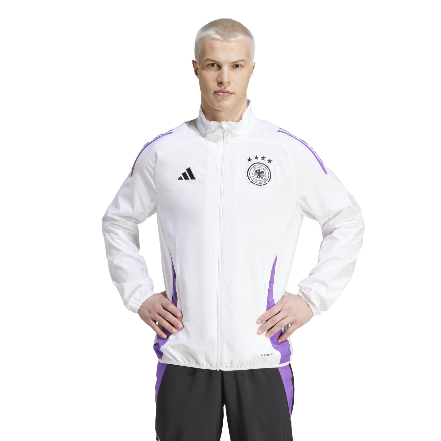 adidas Allemagne Présentation Veste d'Entraînement 2024-2026 Blanc Mauve Noir