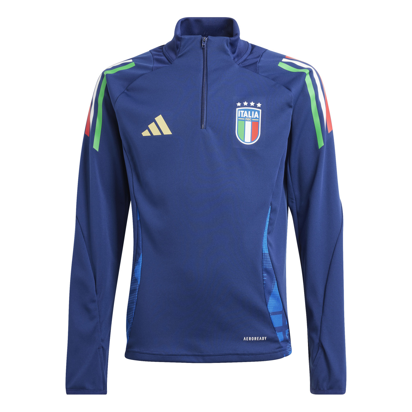 adidas Italie Haut d'Entraînement 1/4-Zip 2024-2026 Enfants Bleu Foncé Bleu Doré