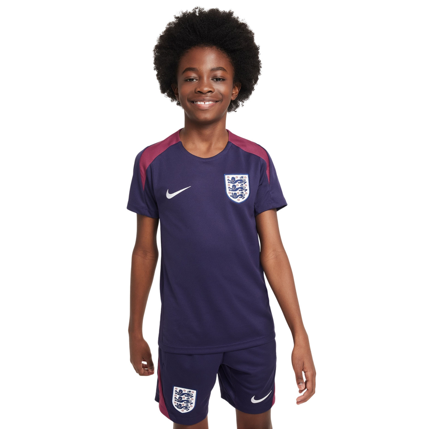 Nike Angleterre Strike Maillot d'Entraînement 2024-2026 Enfants Bleu Foncé Bordeaux Blanc