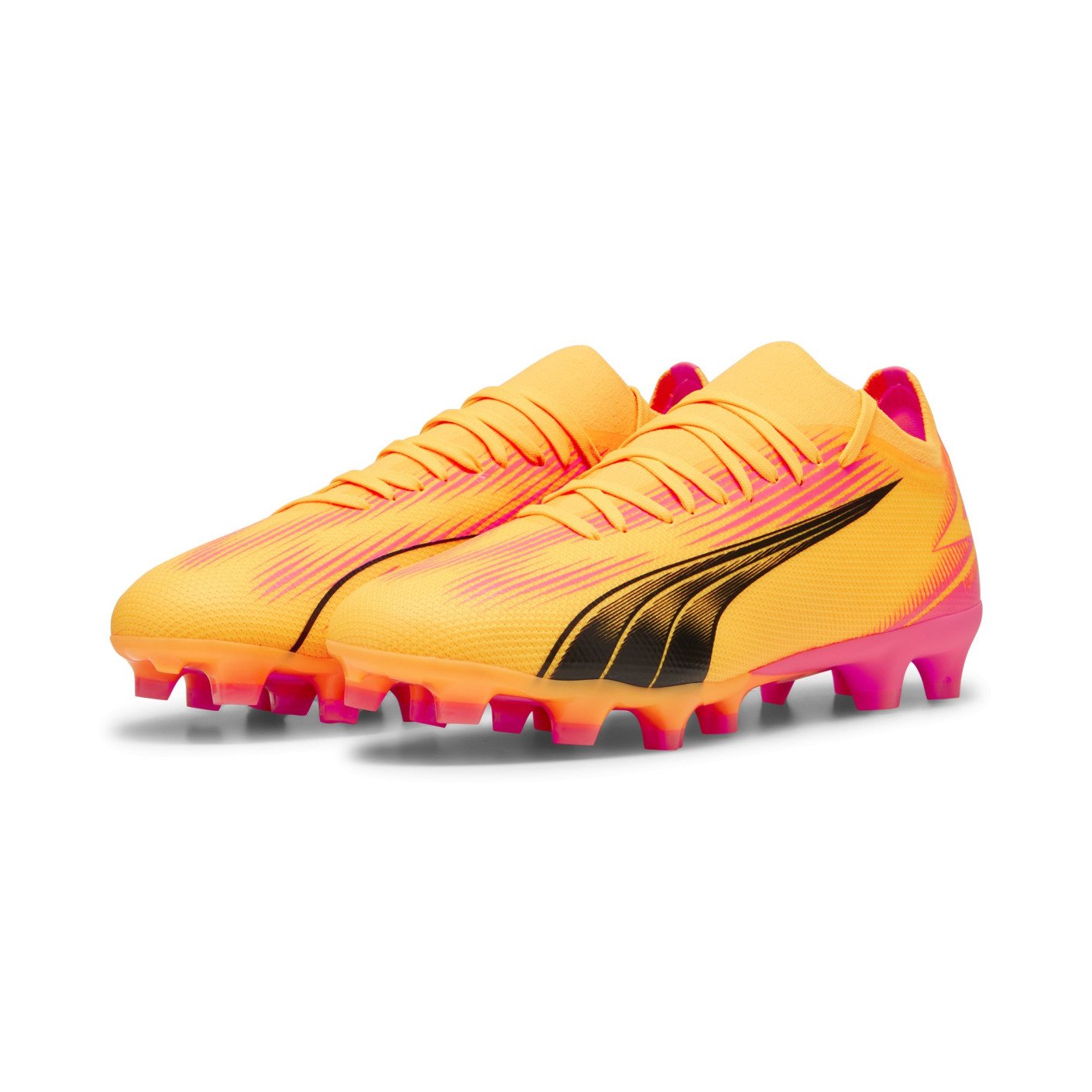 PUMA Ultra Match Gazon Naturel Gazon Artificiel Chaussures de Foot (MG) Orange Noir Rose