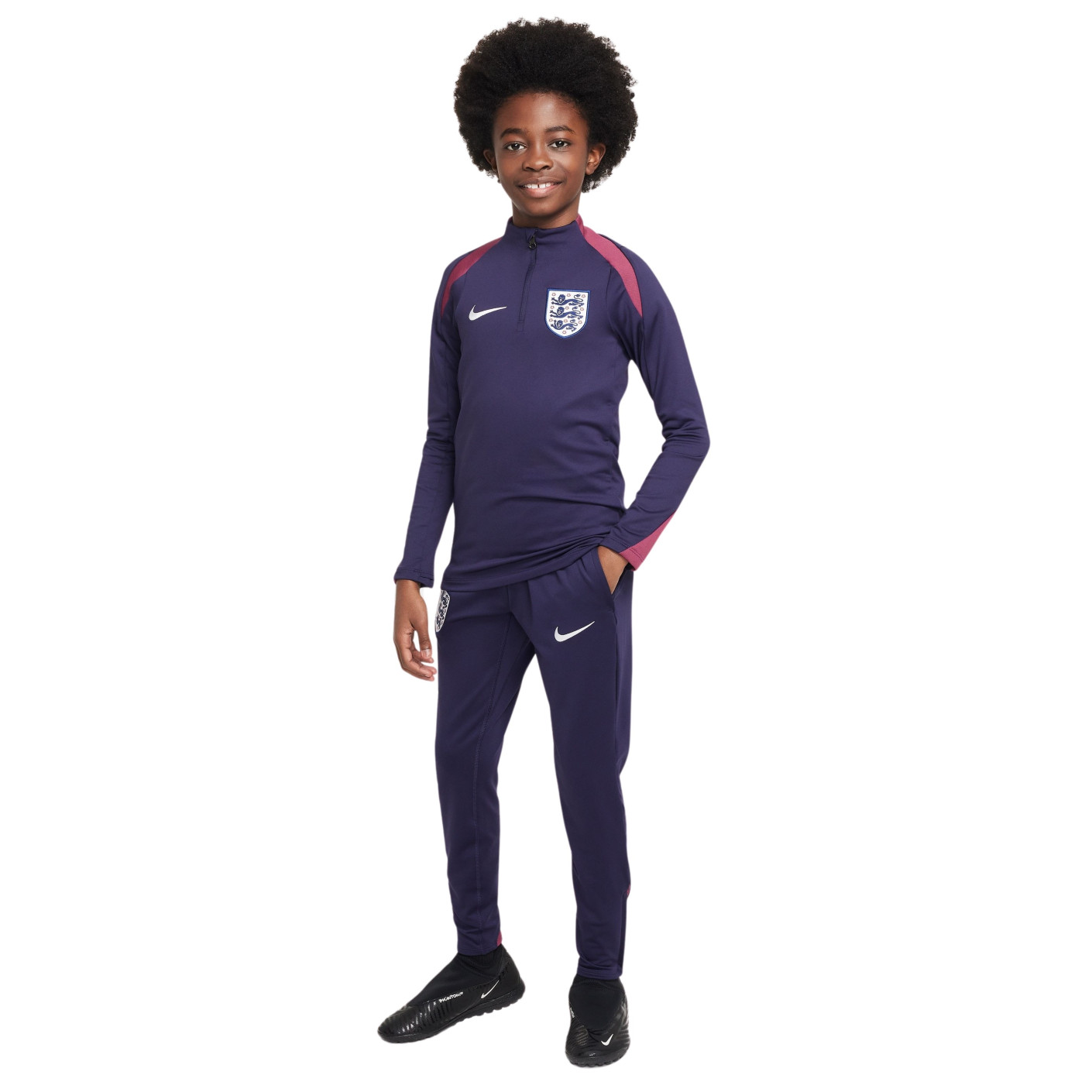 Nike Engeland Strike Trainingspak 1/4-Zip 2024-2026 Kids Donkerblauw Rood Wit