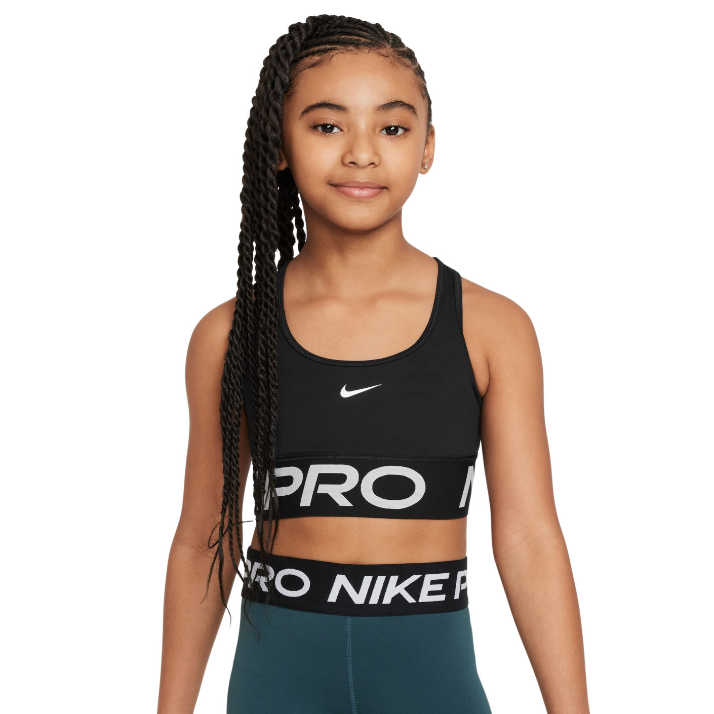 Brassiere de sport Nike Pro Swoosh pour fille noir et blanc Voetbalshop.be