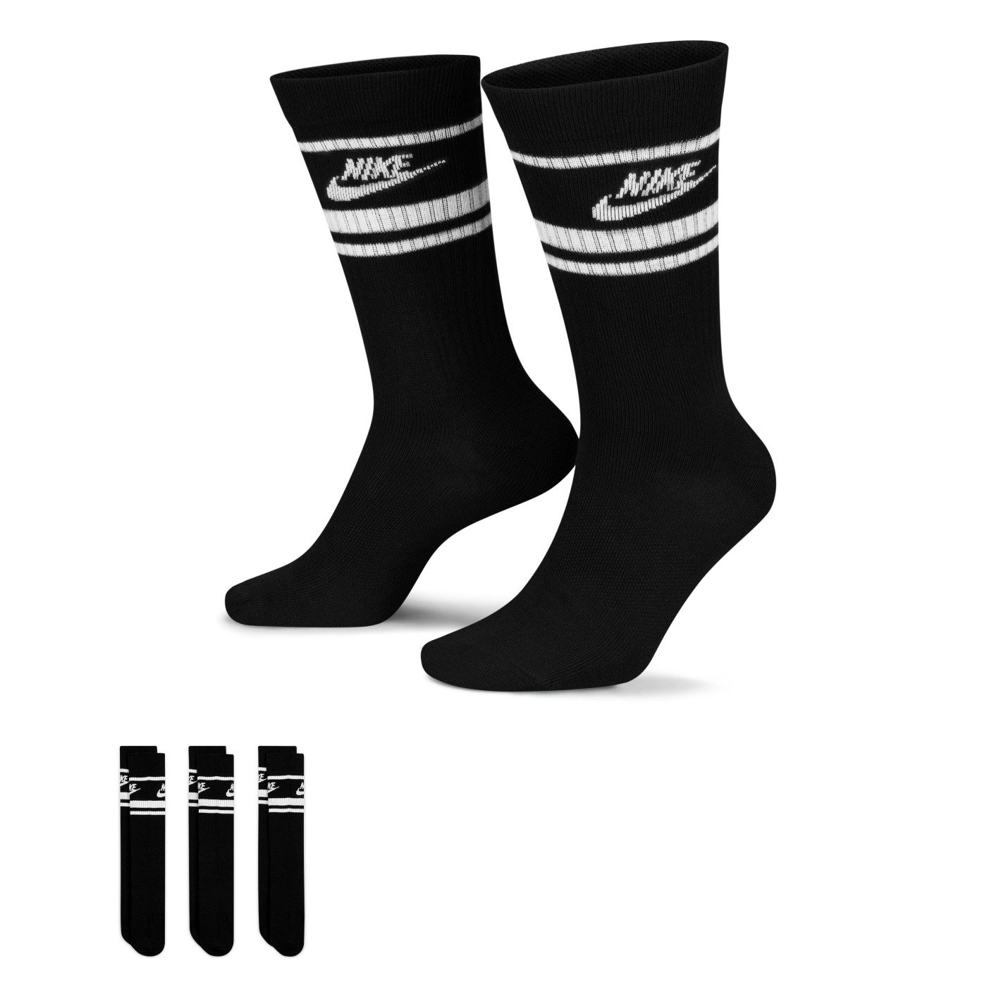 Nike Sportswear Everyday Essential Chaussettes de Sport 3-Pack Noir Blanc