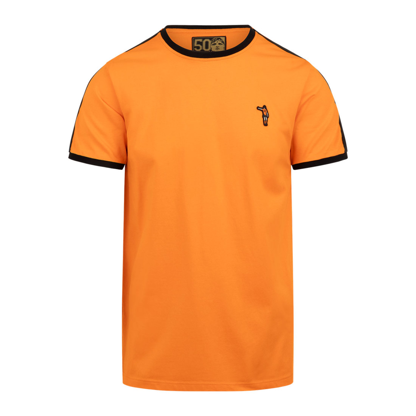 Cruyff Dos Rayas Ringer T-Shirt Oranje Zwart Wit