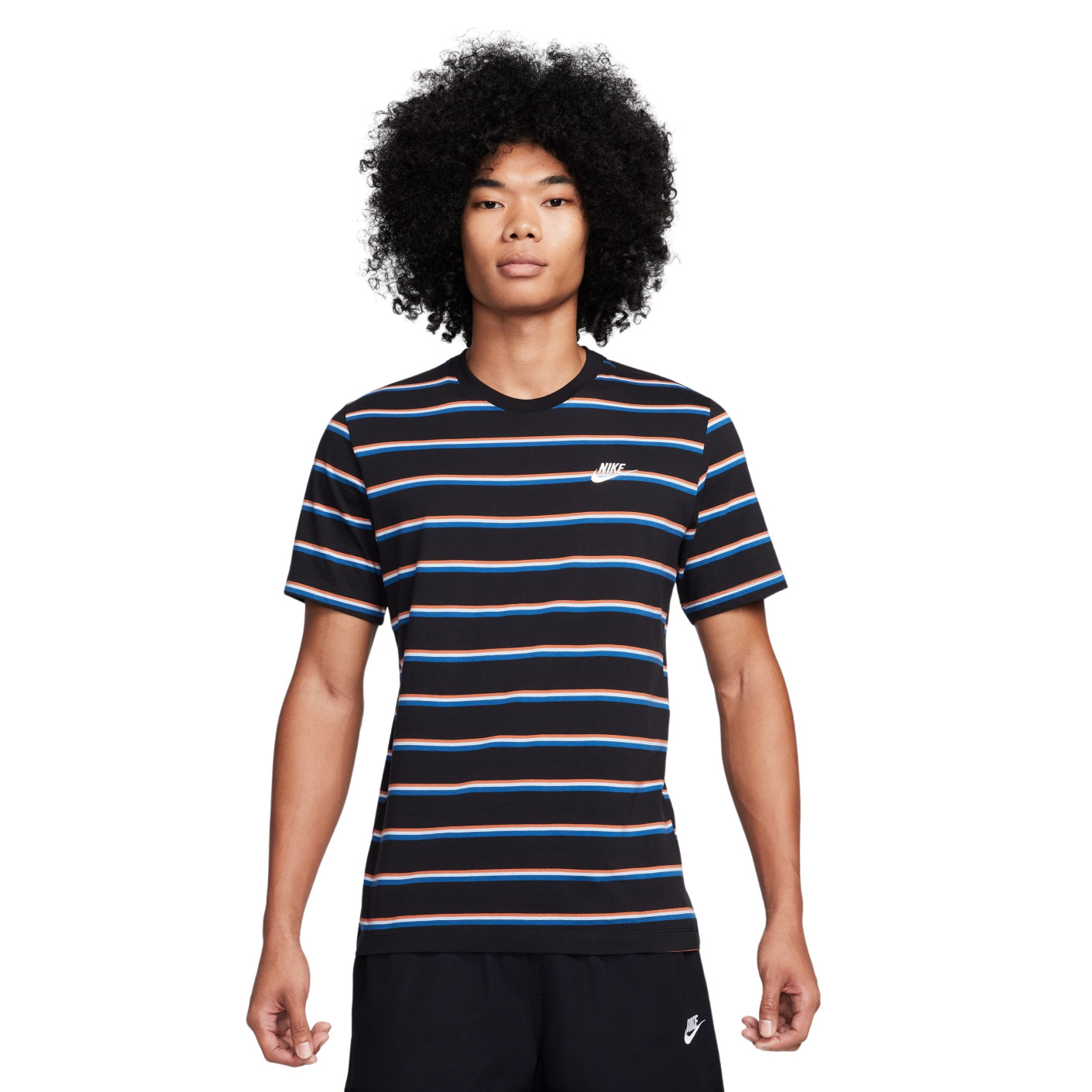 T-shirt Nike Sportswear Club Stripe noir rouge blanc bleu