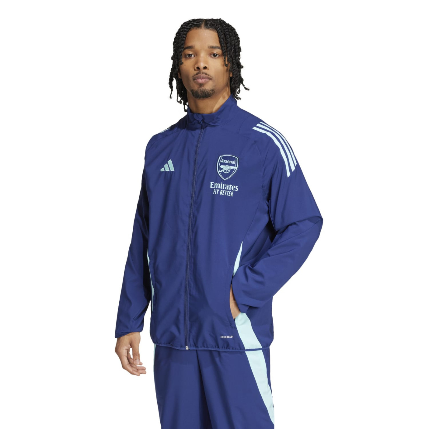 adidas Arsenal Présentation Veste d'Entraïnement 2024-2025 Bleu Foncé Bleu Clair
